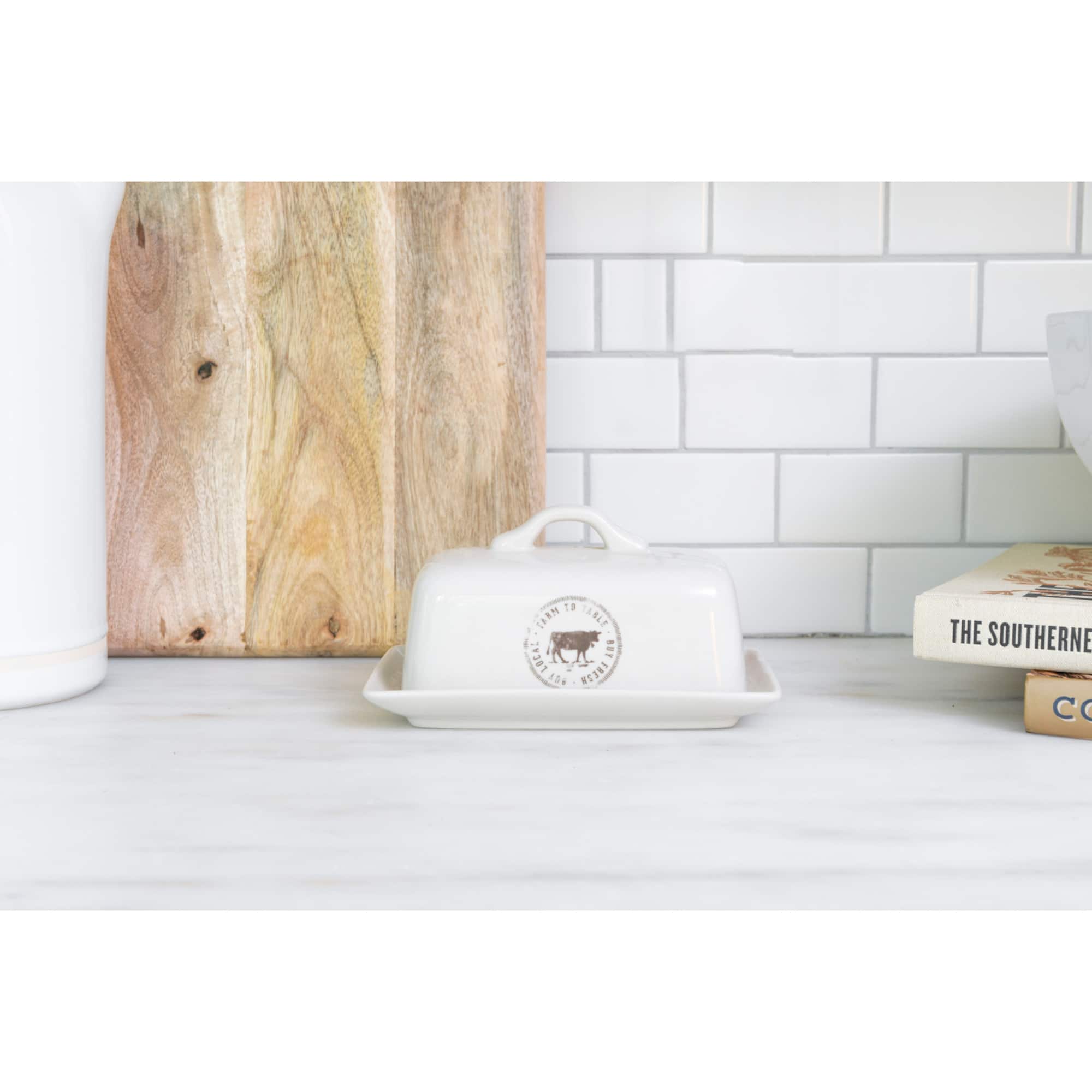Hello Honey® 7" Stoneware Butter Dish with Cow Decal